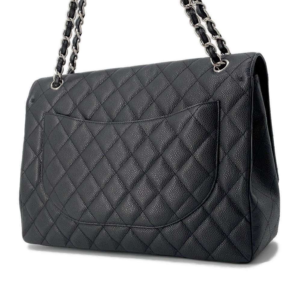 Chanel Flap Matelasse Big Caviar Black Single Chain Double Bag 30